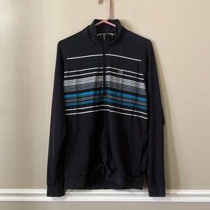 Travis Mathew Black & Blue Stripe Long Sleeve Quarter Zip Golf Jacket
